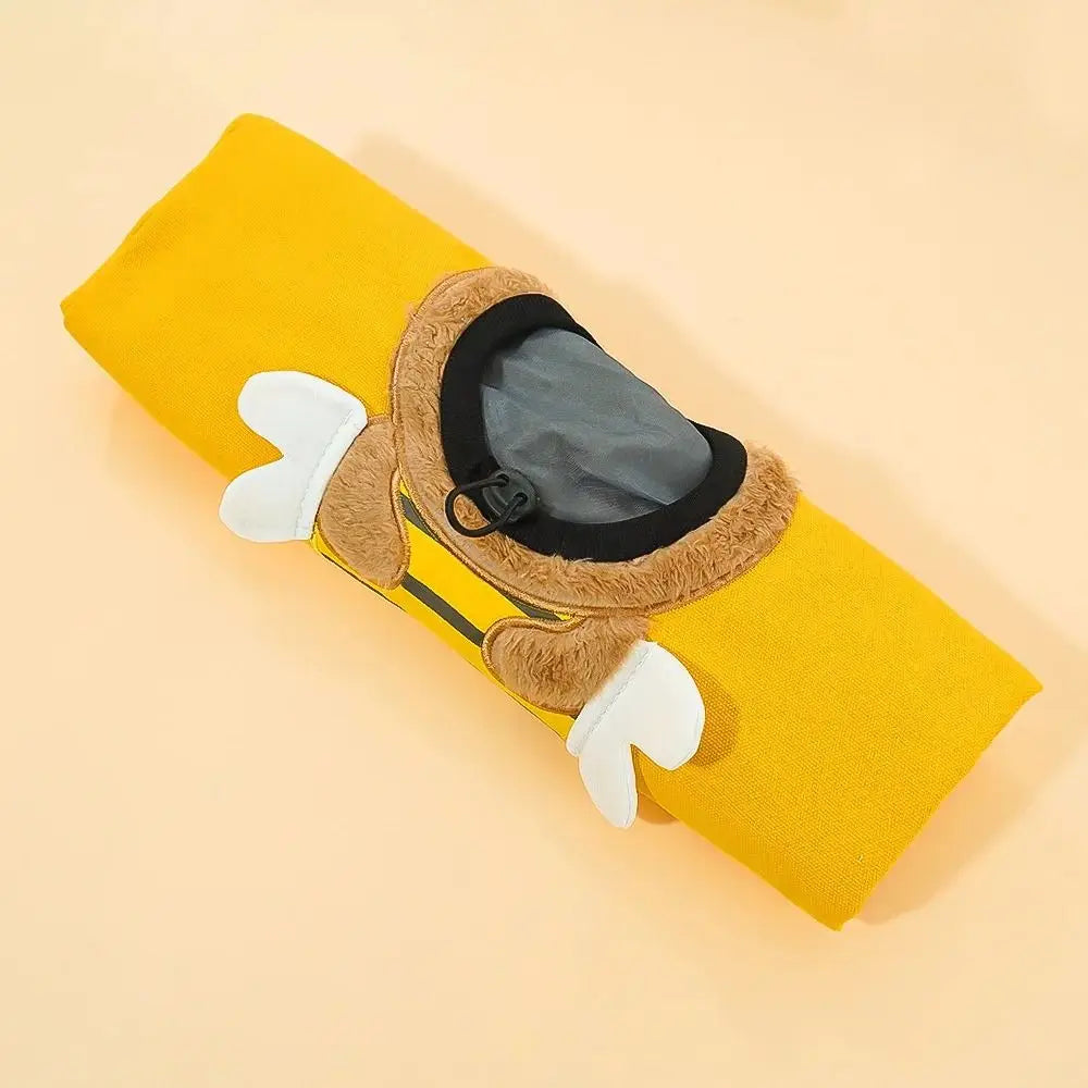 Yellow hoodie with wings, faux-fur hood—pairs perfectly with KittyNook Cat Co. Portable Crossbody Cat Carrier Bag.
