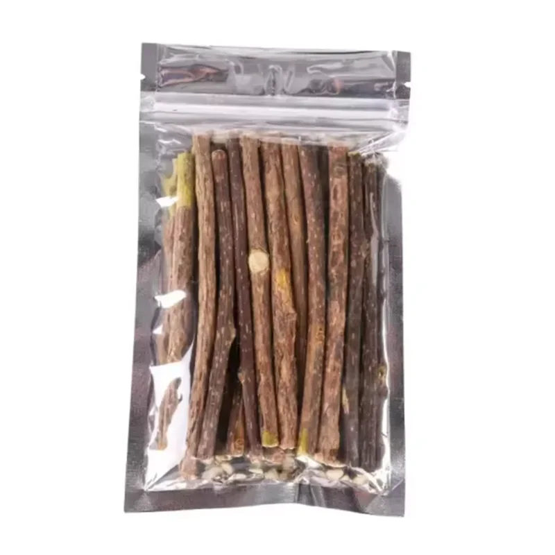 A clear bag holds KittyNook Cat Co.’s Natural Silvervine Chew Toy Kit for Cats against a white background.