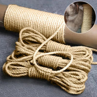 Thumbnail for KittyNook Cat Co. Purrfect Haven Natural Sisal Rope Scratcher shown coiled, with cat using the scratching post in inset.