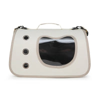 Thumbnail for KittyNook Cat Co. Premium Foldable Small Cat Carrying Bag: beige, lightweight, three vents, clear window, and handle.