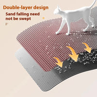 Thumbnail for A cat walks on the KittyNook Cat Co. Non-Slip Dual Layer Litter Trapper, with sand falling through to the bottom layer.
