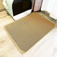 Thumbnail for KittyNook Cat Co. Non-Slip Dual Layer Litter Trapper mat on wood floor by a litter box and white curtains.
