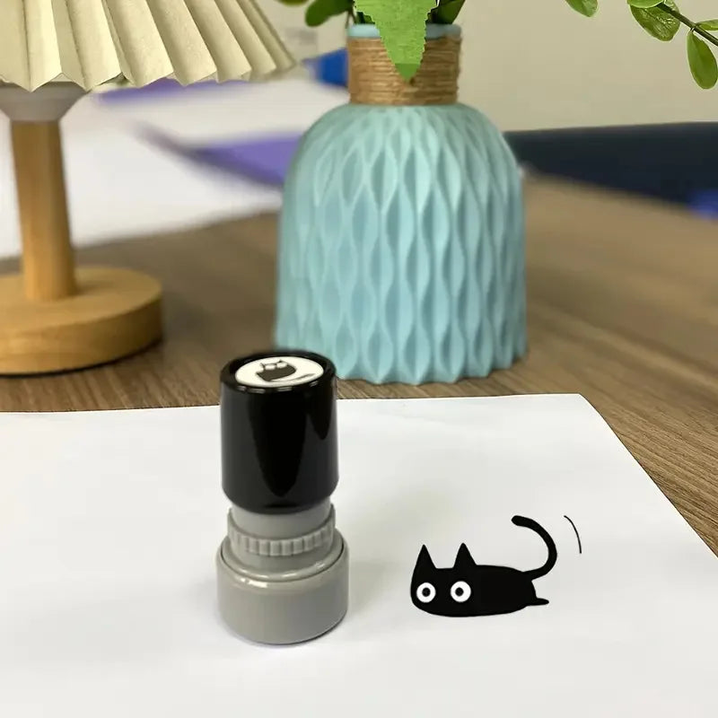 The Black Cat DIY Journaling Stamps by KittyNook Cat Co. add kawaii cat prints to your scrapbooks and crafts.