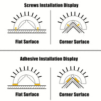 Thumbnail for Diagram compares screw and adhesive installs of KittyNook Cat Co. Ultimate Corner Arch Self-Groomer on flat vs. corner surfaces.