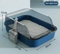 Thumbnail for KittyNook Cat Co. Mess-Free Cat Litter Tray—blue, 37x26x15cm, scoop, clear cover—easy to clean.