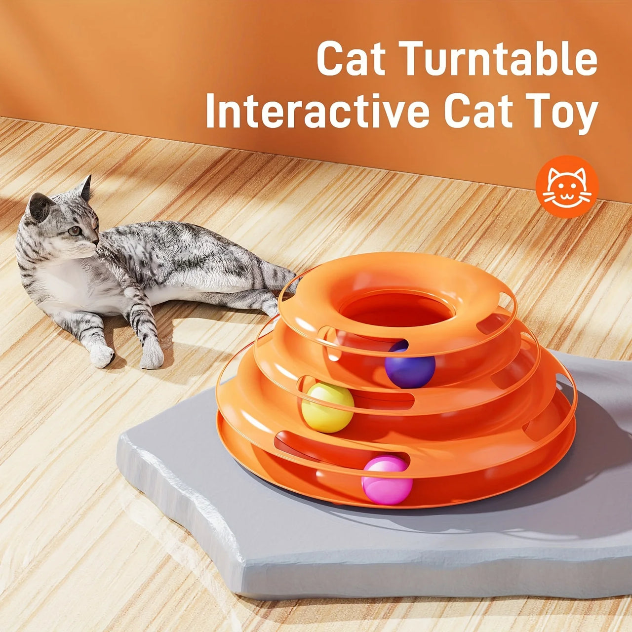 KittyNook Cat Co. 3-Layer Interactive Cat Toy Tower keeps cats active with rolling balls on multi-level durable tracks.