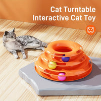 Thumbnail for KittyNook Cat Co. 3-Layer Interactive Cat Toy Tower keeps cats active with rolling balls on multi-level durable tracks.