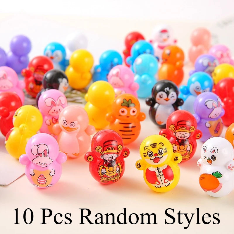 A set of 10 colorful, rounded Cat Rolling Toy Set figures in random styles.