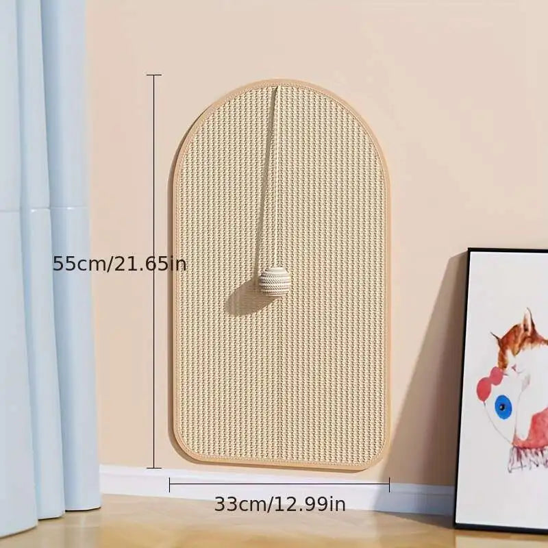 KittyNook Cat Co. Durable Sisal Cat Scratch Pads, 55x33cm, wall-mount, with hanging ball toy.