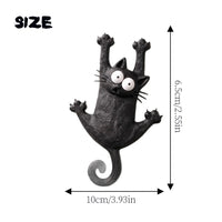 Thumbnail for KittyNook Cat Co. Hanging Kitty Magnetic Fridge Decor, black cat magnet 6.5x10cm, wide eyes; cute kitchen accent.