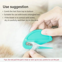 Thumbnail for Hand uses KittyNook Cat Co. 2-in-1 Pet Knot Remover Grooming Comb on white fur, with detangling tips and safety info.