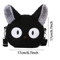 Thumbnail for The Neko Soft Cat Shoulder Bag by KittyNook Cat Co.—a cute 17cm round black kawaii purse for cat lovers.