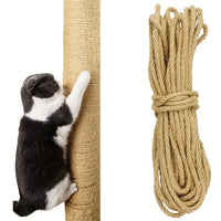Thumbnail for A black and white cat climbs the Purrfect Haven Natural Sisal Rope Scratcher by KittyNook Cat Co.