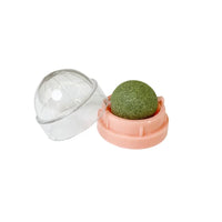 Thumbnail for KittyNook Cat Co. Stick-On Natural Catnip Ball for Cats shown in a pink holder with dome lid on white background.