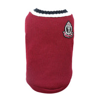 Thumbnail for Cozy Fluff Cat Sweater by KittyNook Cat Co.—red with black and white collar, crest patch, perfect for cozy cats.