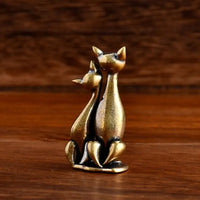Thumbnail for The Intertwined Loving Cats Brass Sculpture by KittyNook Cat Co. is ideal for charming cat couple decor.