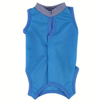 Thumbnail for The KittyNook Cat Co. Cat Neutering Recovery Suit is a sleeveless blue shirt with gray collar for post-neutering care.