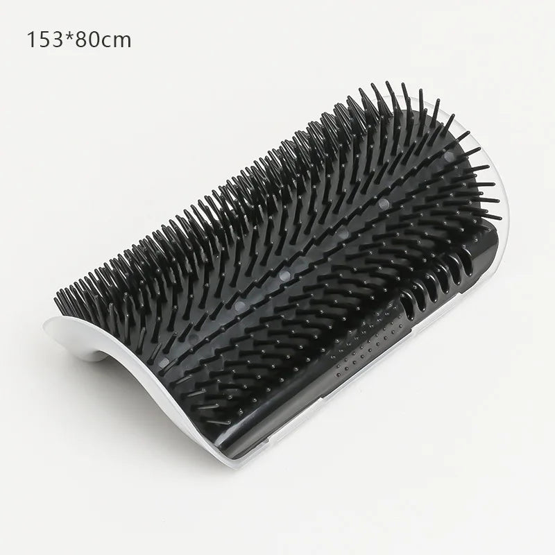 The Ultimate Self-Cleaning Cat Brush by KittyNook Cat Co., black, curved base, 153*80 cm, shown on white background.