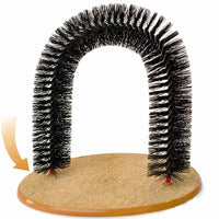 Thumbnail for KittyNook Cat Co. 3-in-1 Cat Self-Grooming Arch Toy on tan base: Ideal for fur removal and scratching fun.