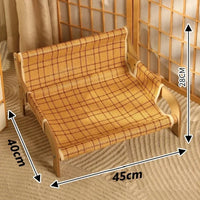 Thumbnail for KittyNook Cat Co. Cat Summer Sofa Bed, wood frame with yellow plaid fabric, 40x45x38cm—ideal for cats on any floor.