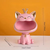 Thumbnail for The KittyNook Cat Co. Creative Cat Key Box in pink with crown and gold accents, shown with measurements.