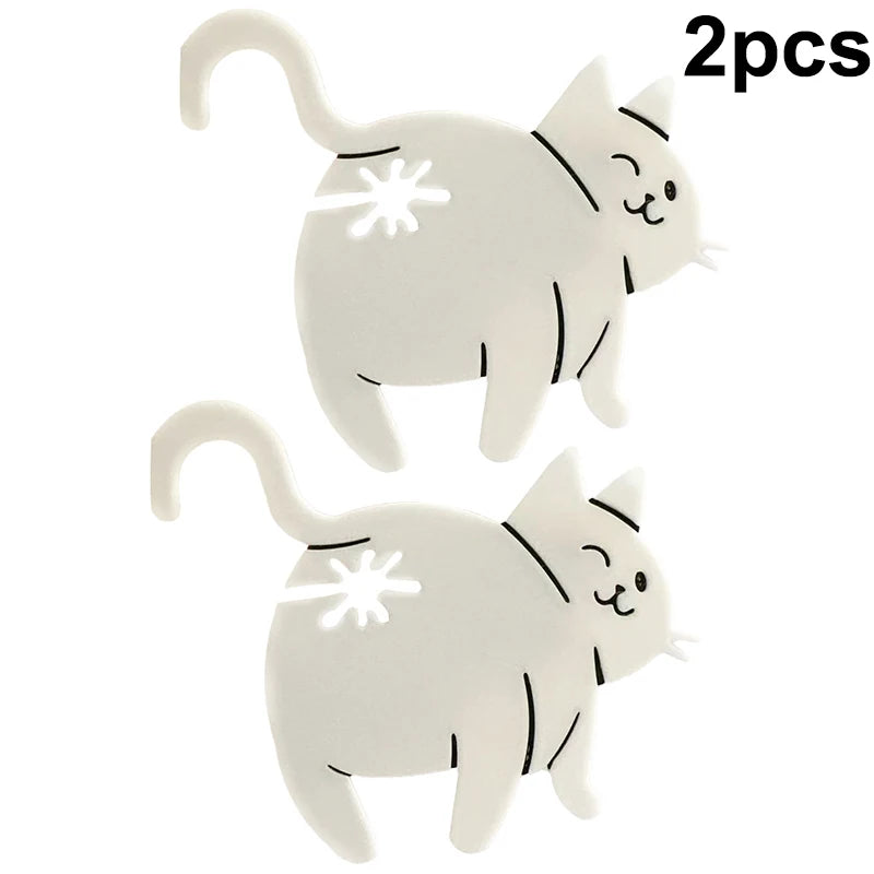 KittyNook Cat Co. Cat Butt Bread Clip—2pcs white hooks, perfect for sealing food bags or as a quirky cat-shaped clip.
