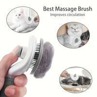 Thumbnail for Hand with KittyNook Cat Co. Pet Grooming Brush, showing self-cleaning design and cats enjoying reduced shedding.