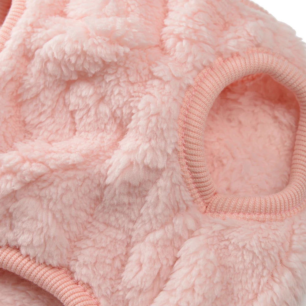 Close-up of KittyNook Cat Co.’s Ultra-Soft Thermal Fleece Cat Sweatshirt, ideal winter wear with stitching and armhole.
