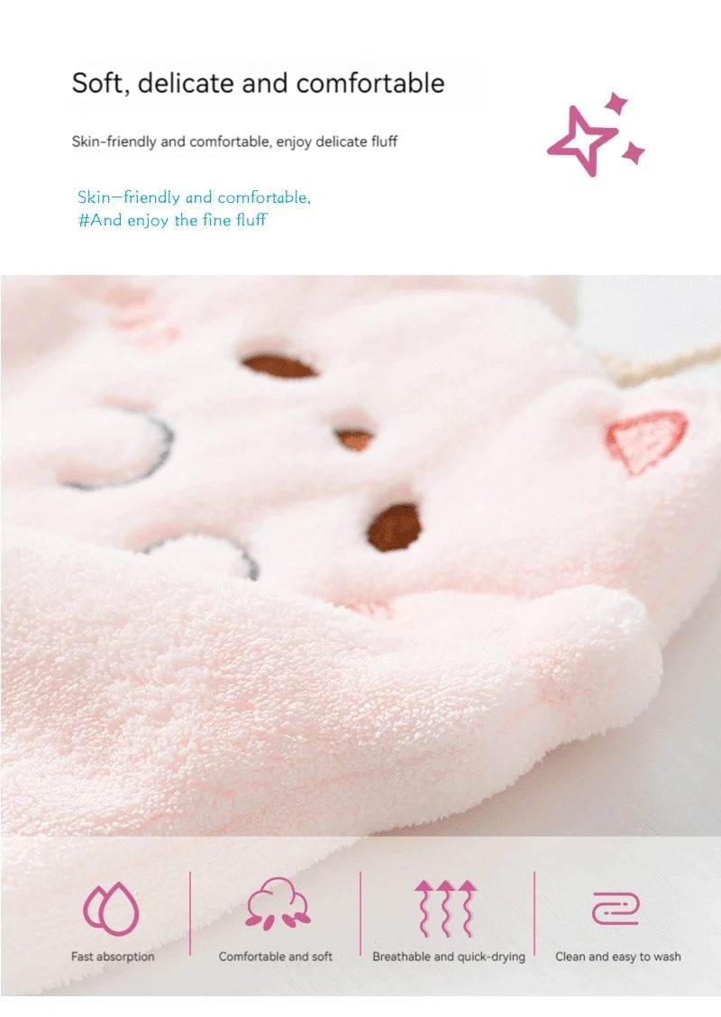 Close-up of a soft, pink KittyNook Cat Co. Cute Cat Hanging Towel—an adorable gift for any cat lover.