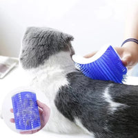 Thumbnail for A person grooms a cat with KittyNook Cat Co.'s Ultimate Self-Cleaning Cat Brush; inset shows easy fur cleanup.