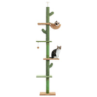 Thumbnail for Two cats perch on the KittyNook Cat Co. Stylish Cat Climbing Tower, featuring green and beige levels with a hanging ball toy.