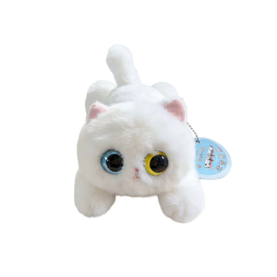 Cute Big Eyes Kitten Stuffed Animal Plush Pillow by KittyNook Cat Co., perfect cat lover gift, white background.