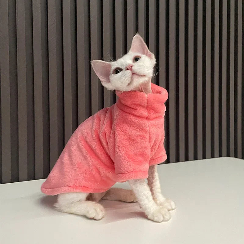 KittyNook Cat Co. Warm Winter Hoodies for Hairless Kittens—perfect cozy wear for chilly days.