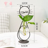 Thumbnail for KittyNook Cat Co. Modern Cat Iron Hydroponic Decor—minimalist metal plant holder with glass vase for any space.