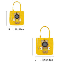 Thumbnail for Two KittyNook Cat Co. yellow crossbody carrier bags—cute bear design, perfect as portable cat travel totes.