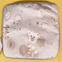 Thumbnail for Serene Petal Semi-Enclosed Indoor Cat Tent by KittyNook Cat Co.—a cozy square bed with teddy, balloon, and star prints.