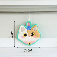 Thumbnail for KittyNook Cat Co. Premium Coral Fleece Kitchen Towel, cat-shaped with party hat, 24x24cm, hangs on a rod.