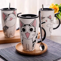 Thumbnail for Three Large 600ml Funny Kitty Gift Mugs by KittyNook Cat Co.—cute cat faces, spoons, purrfect cat lover gift!.