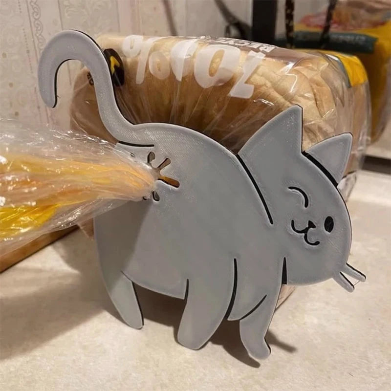KittyNook Cat Co. Cat Butt Bread Clip seals bags—slide the bag end through the cute cat-shaped clip’s rear opening.
