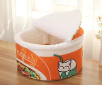 Thumbnail for Instant Noodles Cat Bed by KittyNook Cat Co.: Round, orange & white with a cartoon cat design and removable cover.