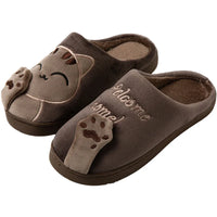 Thumbnail for KittyNook Cat Co. Happy Pawprints Lucky Cat Slippers feature a cute cat face, ears, paws, and 