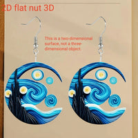 Thumbnail for Van Gogh Starry Night Black Cat Acrylic Earrings by KittyNook Cat Co.—bold, art-inspired jewelry for cat lovers.