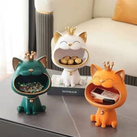 Thumbnail for Three KittyNook Cat Co. Creative Cat Key Boxes with crowns organize small items and books in your living room.