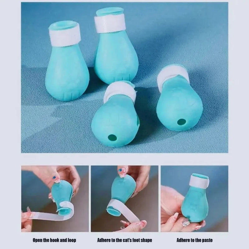 Calm Cat Transparent Protective Visor by KittyNook Cat Co., with easy guide for stress-free cat care and application.