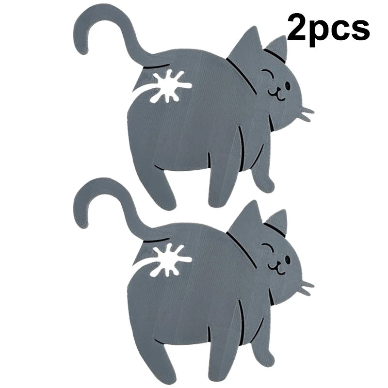 2pcs KittyNook Cat Butt Bread Clip – cute gray cat-shaped food bag sealing clips, shown from behind.