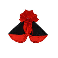 Thumbnail for KittyNook Cat Co. Cute Halloween Cat Costume: red and black bat cape with high collar, shown flat on white background.