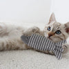 Load image into Gallery viewer, a cat playing with Linen Catch Fish Toy in grey