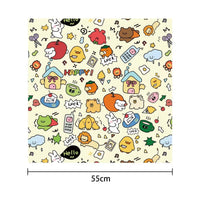 Thumbnail for Playful cartoon icons on cream—KittyNook Cat Burrito Grooming Wrap, 55 cm wide, anti-bite & anti-scratch.