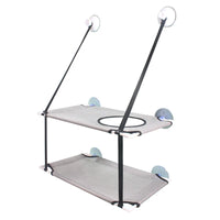Thumbnail for KittyNook Cat Co. Space-Saving Double Hanging Pet Bed: gray, window-mounted with suction cups and black straps.