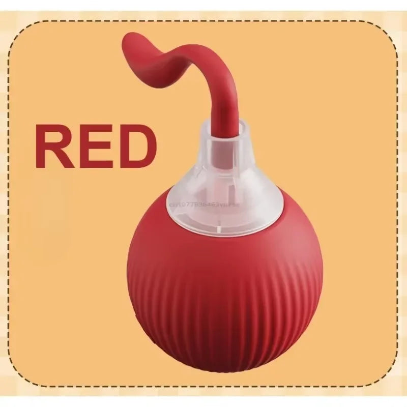 Smart Rolling Cat Ball by KittyNook Cat Co.: 4 hours of interactive play, shown on a tan background with "RED" beside it.